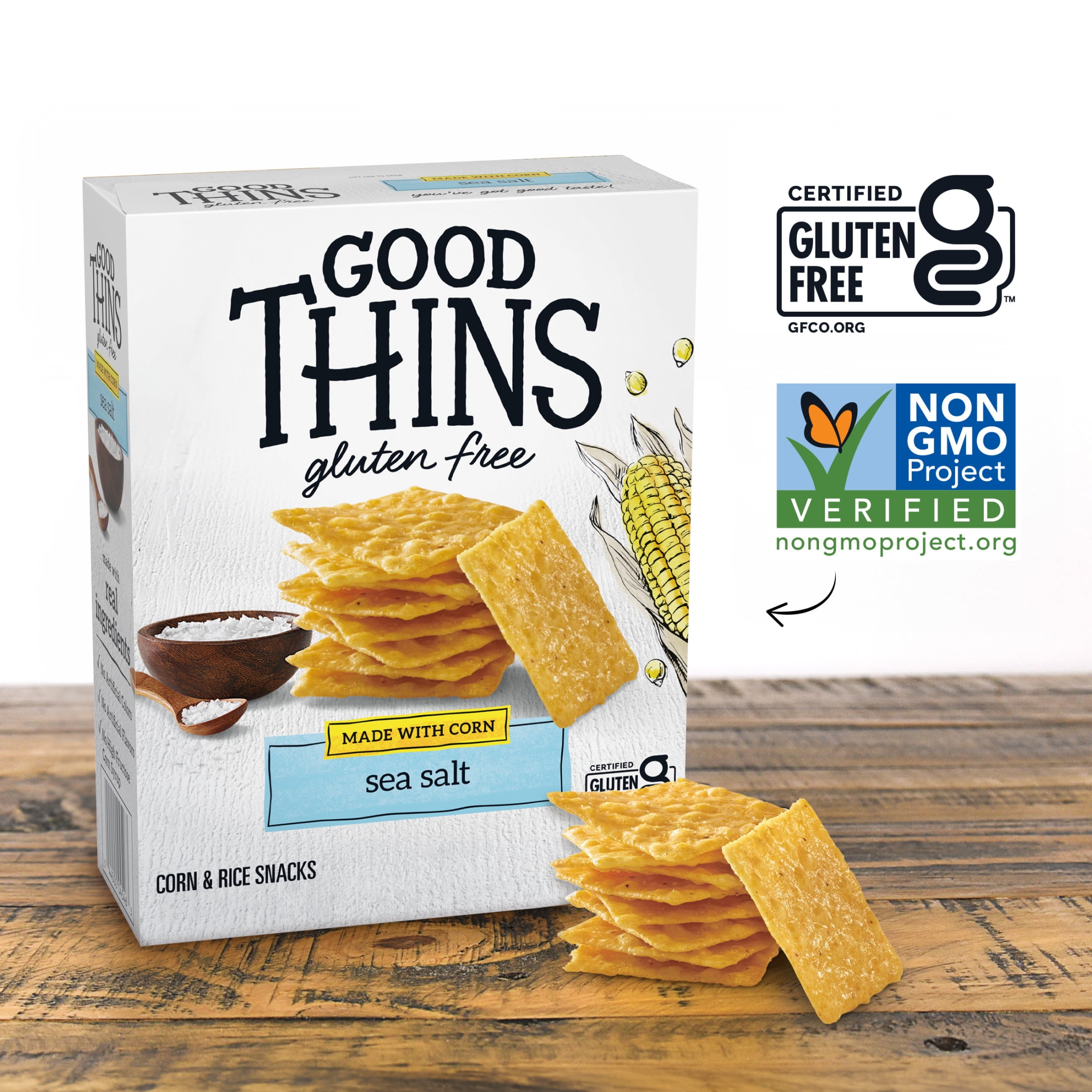 GOOD THINS Sea Salt Corn Snacks Gluten Free Crackers, Snack Crackers, 3.5 oz