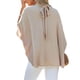 thumbnail image 4 of Camiseta de verano holgada de media manga con cuello alto para mujer, color beige albaricoque, estilo informal, talla L, 4 of 6