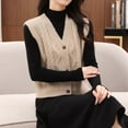 thumbnail image 4 of Cardigan Vests for Women Loose V Neck Button Down Cable Knitted Sleeveless Sweaters Outerwear, 4 of 4