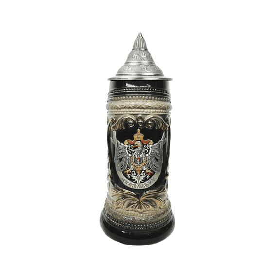 Oktoberfest Haus German "Adler" Eagle Metal Ceramic Black Beer Stein