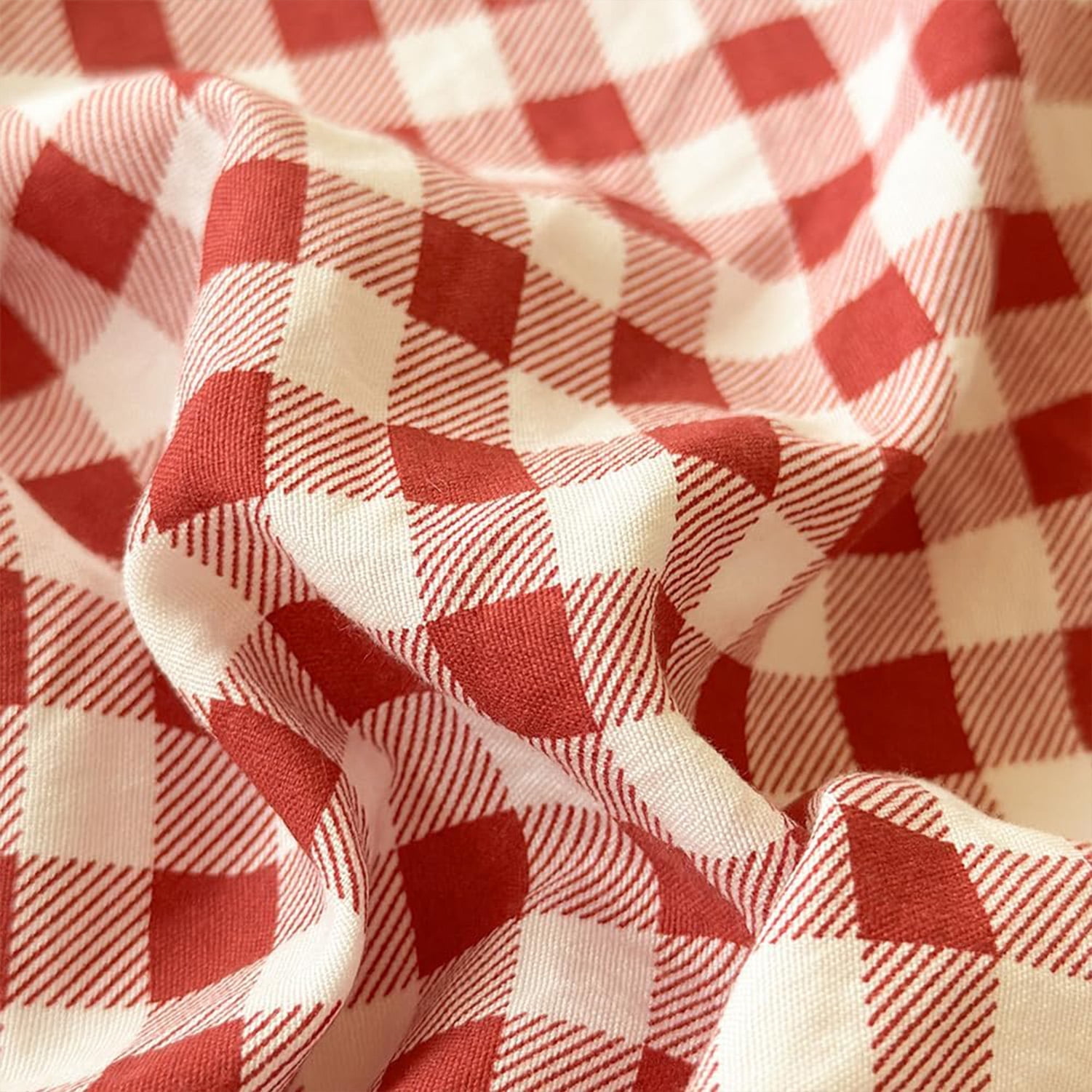 Red Gingham Twin Duvet Cover Set, Red Plaid Comforter Cover Set, 2 Pieces Checked Bedding Set (Red Gingham, Twin)