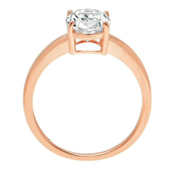 2 ct Oval Cut Moissanite Solitaire Engagement Ring for Women in 18K Rose Gold