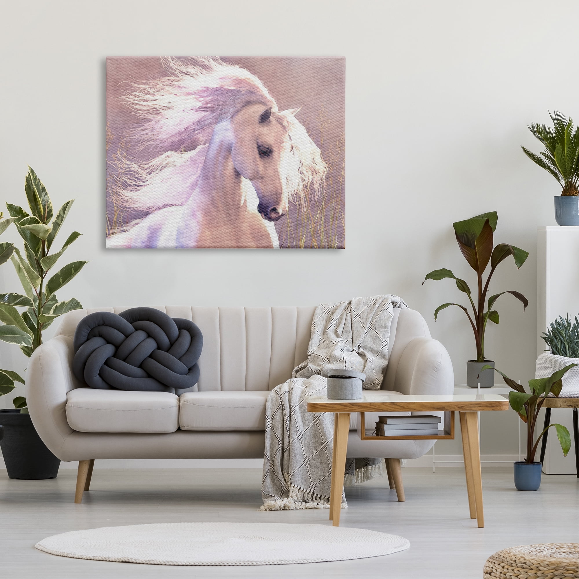 Stupell Industries White Horse in Nature Animals & Insects Painting Gallery Wrapped Canvas Art Print Wall Art, 48 x 36