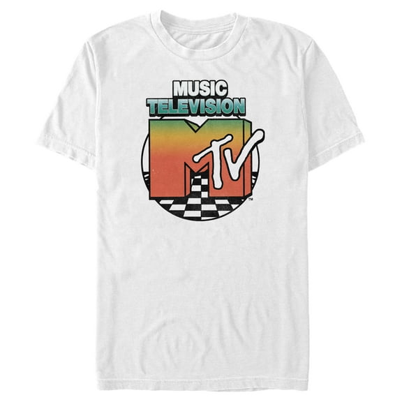 Men's MTV Checker Floor Logo  Graphic Tee White 3X Large