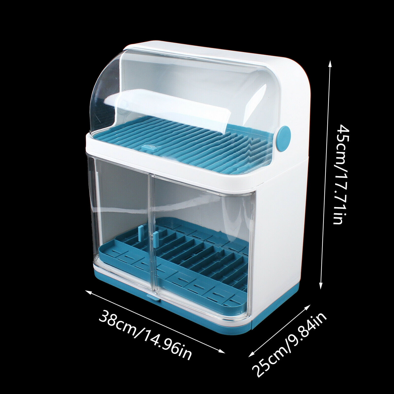 2 Tier Dish Drying Rack Kitchen Storage Shelf Organizer Cup Holder with Lid Cover