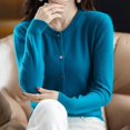 thumbnail image 6 of Clearance! Hassda Cardigan Sweaters For Women Button Down Shirts For Women Summer Shirts For Women Womens Basic Crew Neck Long Sleeve Down Cardigan Blue S-2XL, 6 of 6