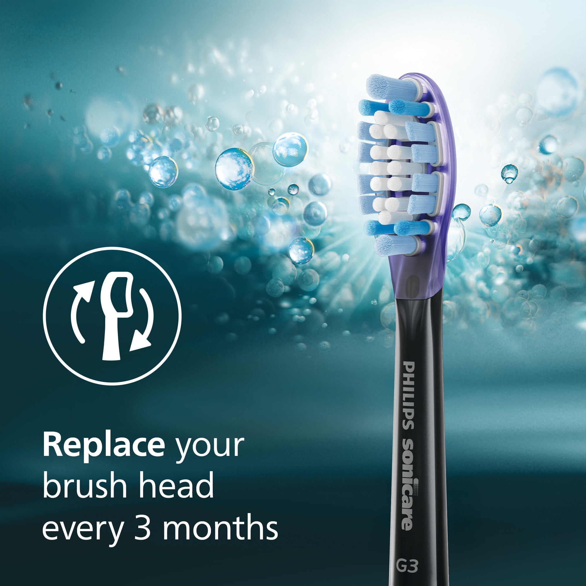 Philips Sonicare G3 Two-In-One - Genuine Replacement Electric Toothbrush Heads, Black, 2 Pack, HX9052/95