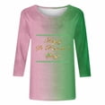 thumbnail image 4 of Meichang T-Shirts à Manches 3/4 pour Femmes, T-Shirts de la Saint-Patrick, Imprimé Trèfle, Col Rond, Coupe Ample, 4 of 5