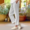 thumbnail image 2 of DeHolifer Girls Pants Cotton Linen Elastic Waisted Solid Color Straight Leg Summer Lightweight Loose Comfy Pants,6 Years, 2 of 6