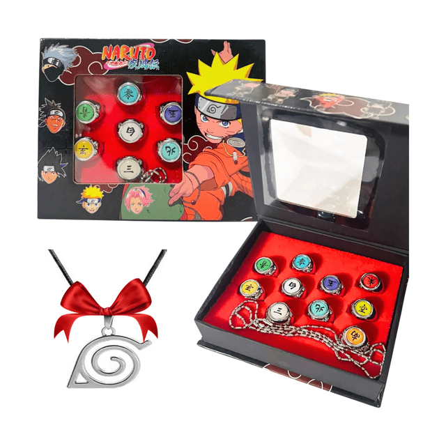 Anillo Miembro Akatsuki Cosplay Anime Naruto 10 Piezas