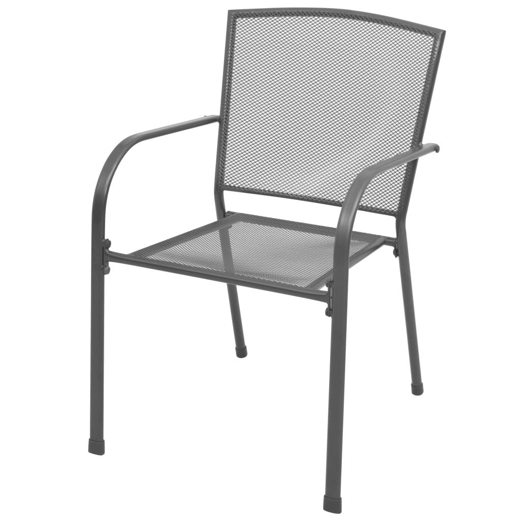 Kepooman 21" Patio Stackable Steel Mesh Chair Set for Lawn Deck, Grey
