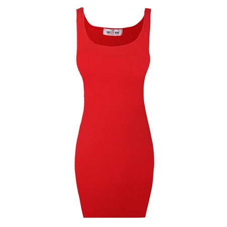 Womens Classic Mini - TAM WARE Women Classic Slim Fit Tank Bodycon Mini Tee Dress
