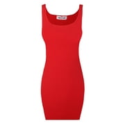 TAM WARE Women Classic Slim Fit Tank Bodycon Mini Tee Dress TWCWD068-RED-US M/L(Tag Size L)