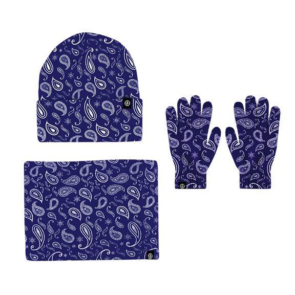HNMKIU Winter Knitted Hat Scarf and Gloves Set for Boys Girls Women and Men Cozy Soft Warm Accessories Navy,One Size