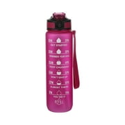 Wovilon 32 Oz Water Bottle with Time Marker (Hot Pink), Water Bottle with Measurements, Carry Strap, Leak-Proof Tritan Bpa-Free, Ensure You Drink Enough Water for Fitness, Gym, Camping, Outdoor Sports