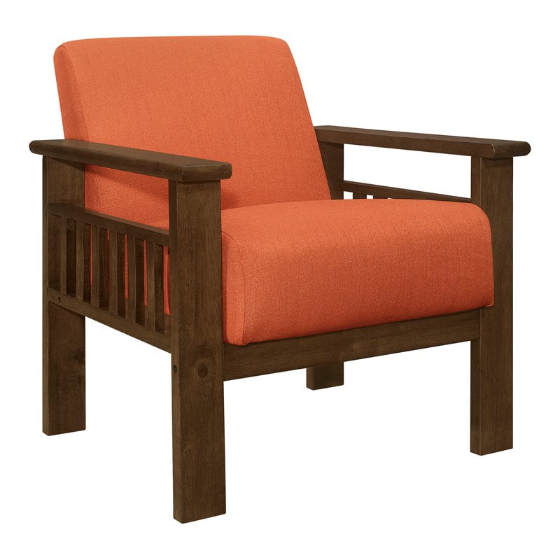 Lexicon Helena Solid Wood and Fabric Accent Chair in Walnut & Orange