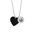 thumbnail image 2 of Delight Jewelry Acrylic 1" Black Heart Silvertone Script Initial Disc - U - Charm Necklace, 20"+3", 2 of 4