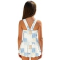 thumbnail image 2 of COEQINE Girls Bathing Suit One Piece with Full Coverage Skirt & Built-in Panty, Scoop Neck Tankini Style Cute Swimsuit, for Active Girls 5-6 Years, Blue Bow Polka Dots Patchwork, 2 of 8