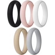 ThunderFit Silicone Anniversary Rings for Women, 5.5mm Wide, 2mm Thick, Wedding Rubber Bands, 5-Pack, Size 3.5 - 4 (14.90mm)