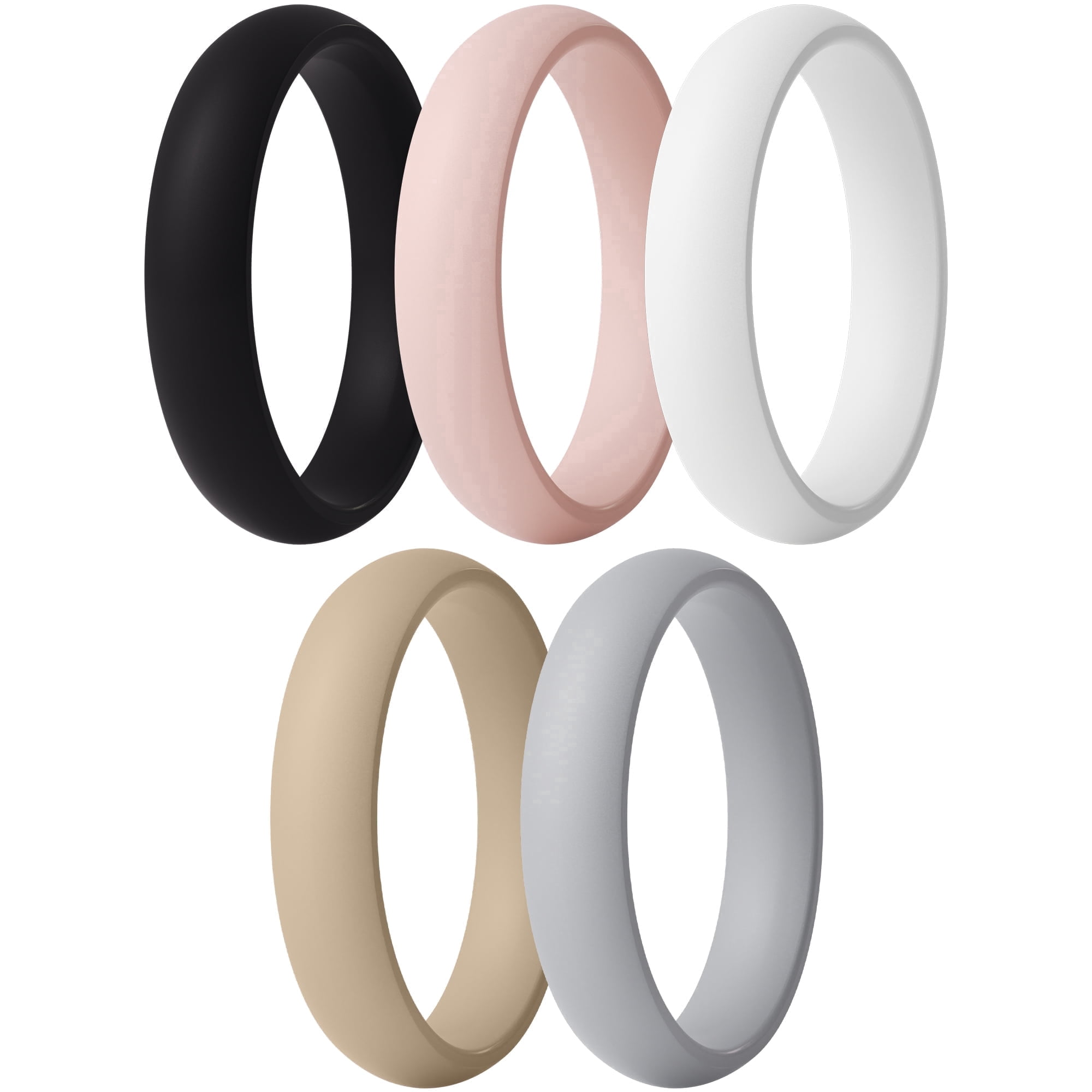 ThunderFit Silicone Anniversary Rings for Women, 5.5mm Wide, 2mm Thick, Wedding Rubber Bands, 5-Pack, Size 3.5 - 4 (14.90mm)