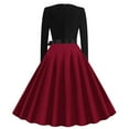 thumbnail image 3 of Womens Crew Neck Hepburn Prom Dress Vintage Plaid Cocktail Party Dress Retro Rockabilly Dress with Belt, 3 of 3