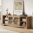 thumbnail image 2 of LINSY HOME Modern Farmhouse TV Stand for TVs up to 75", Home Entertainment Center with Storage Cabinet and Adjustable Shelves,Oak, 2 of 8