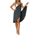 thumbnail image 2 of INSPIRAR CHIC Túnicas de Mujer con Tirantes Espagueti Sin Espalda Sarongs de Playa Costera Vestido de Verano L Gris, 2 of 6