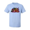 thumbnail image 2 of Wild Bobby, Colorful Rainbow Cat Animal Lover Men's Graphic T-Shirt, Light Blue, 3XL, 2 of 3