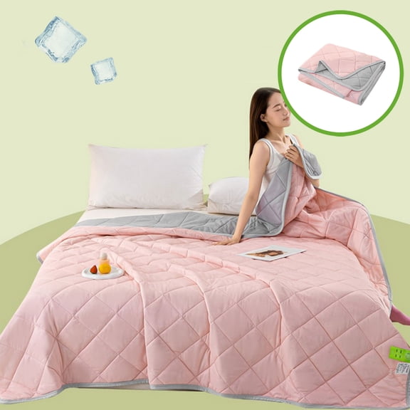 Qocolhg Solid Color Conditioning Quilt, Lightweight Summer Comforter Cooling Blanket for All Season Use, Machine Washable, Bedding Soft Coverlet Cooling Quilts for Hot Sleepers, 39x59 inch, Pink