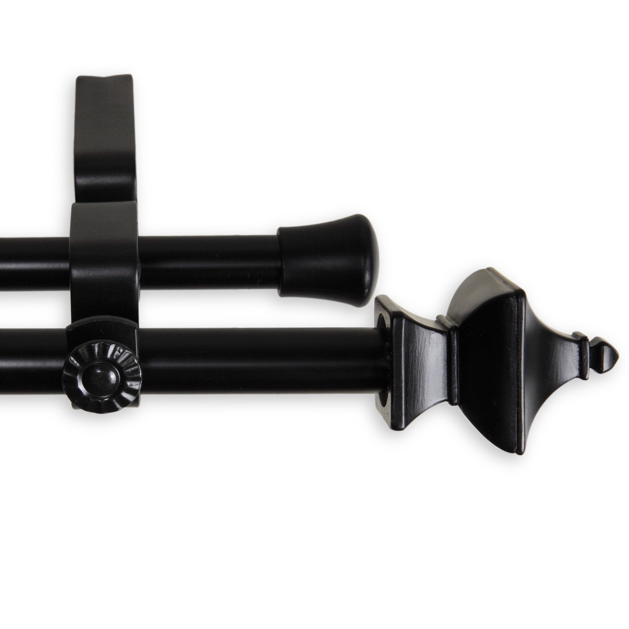 Central Design Products Steel 0.62" Modern Double Curtain Rod, Black