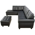 thumbnail image 4 of Kingfisher Lane 2 Piece Transitional Faux Leather Sectional Sofa Set with Storage Ottoman, Black, 4 of 17