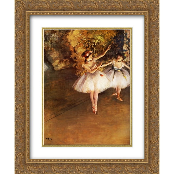 Edgar Degas 2x Matted 20x24 Gold Ornate Framed Art Print 'Two Dancers on Stage'