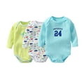 thumbnail image 4 of Emy Dola 3-Pieces Baby Boys Girls Rompers 100% Cotton Long Sleeve Onesies for 0-24M Infant Toddler Summer Spring Bodysuits, 4 of 5