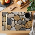 thumbnail image 2 of Stones Placemats Set of 6, Gravel Rock Cobblestone Natural Pattern Art Placemats for Dining Table, Place Mats for Kitchen Tabletop, Waterproof Wipeable Dining Table Mats Set, 2 of 9