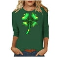 thumbnail image 2 of Mceream 3/4 Sleeve St Patty's Day Shirt Women Crew Neck St Patricks Day Shirt Irish Clover Shamrock Tunic Tops Spring Blouses plus size outfits Green S, 2 of 5