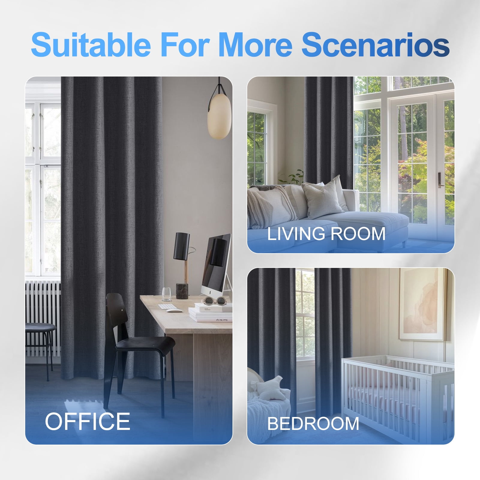 JIATER Blackout Curtains Set of 2 Panels for Bedroom Living Room 42 x 63 inch,Thermal Insulated Room Darkening Blackout Curtains with Grommet,Gray