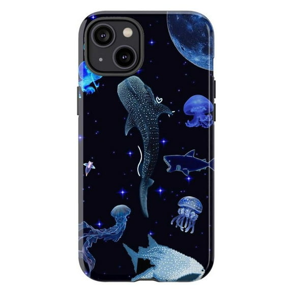 Ocean Creature Phone Case, Whale Shark Galaxy Design iPhone Cover, Artistic Marine Wildlife Phone Cover for iPhone 16 15 14 13 12 11 Plus Pro Max Mini
