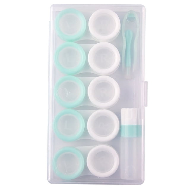 Estuche para cinco pares de lentes de contacto, caja de almacenamiento para lentes de contacto, caja de PP, caja de presentación con pinzas y frasco