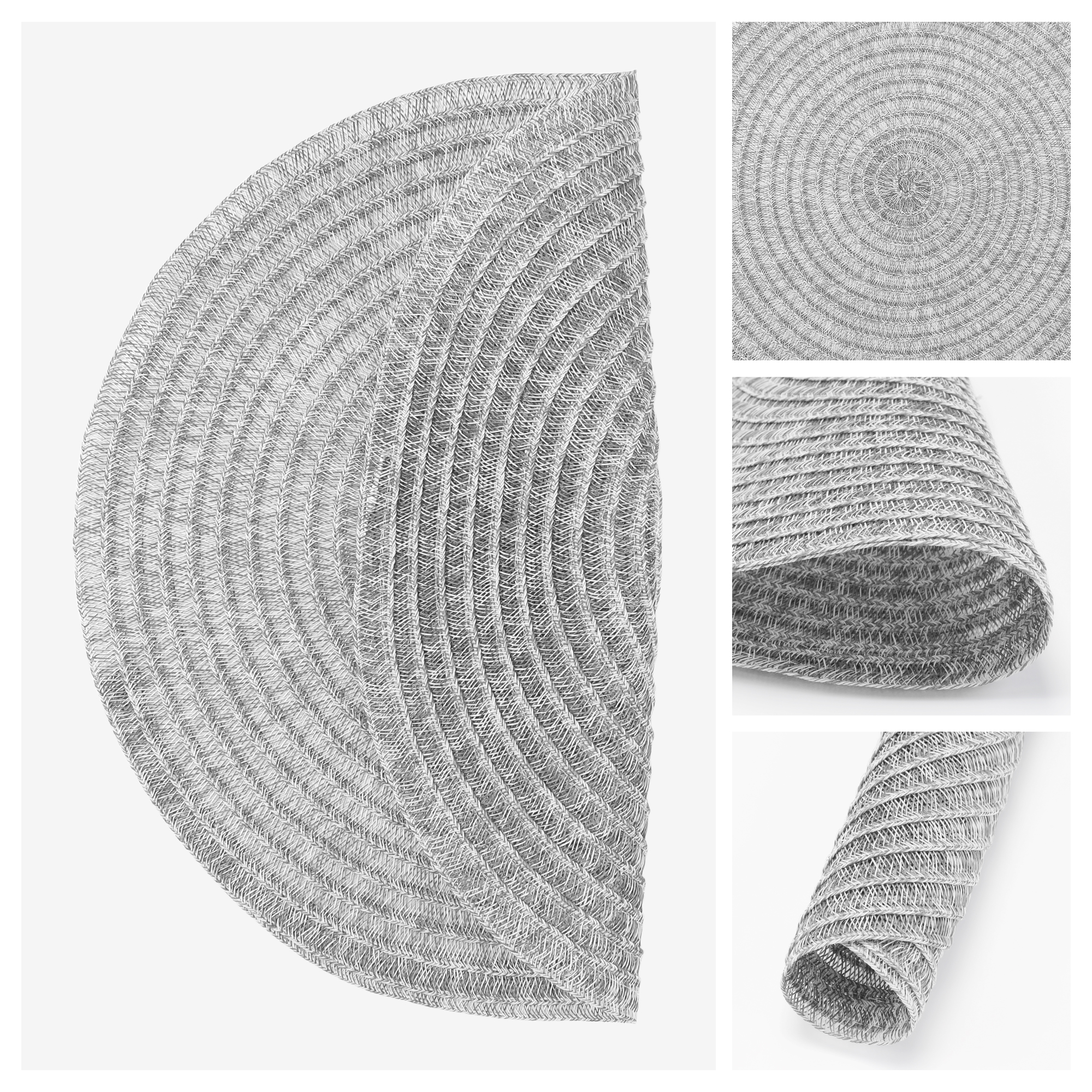 Unique Bargains Set of 6 Farmhouse Woven Placemats for Dining Table Decor Gray