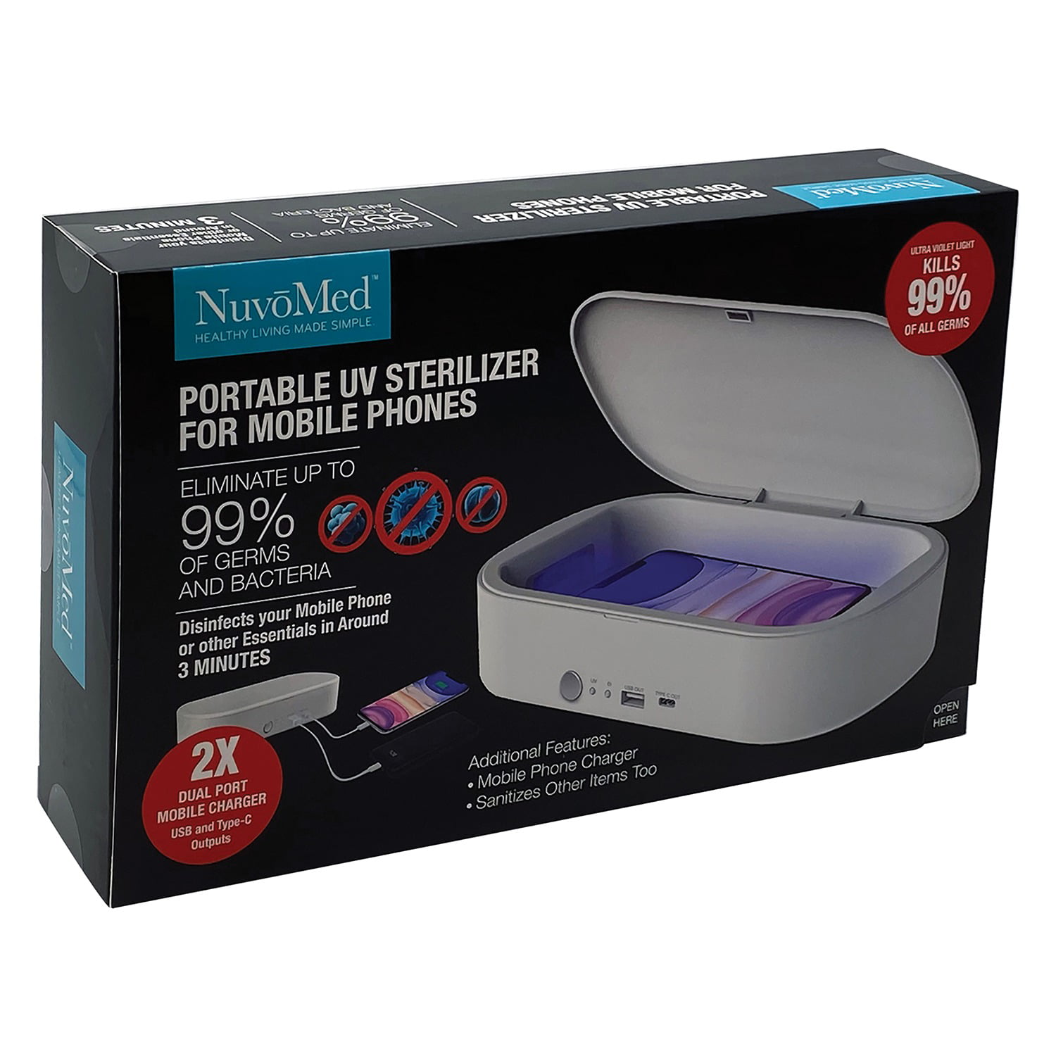 NuvoMed PUS-6/0883 UV Sterilizer For Mobile Phone - Walmart.com