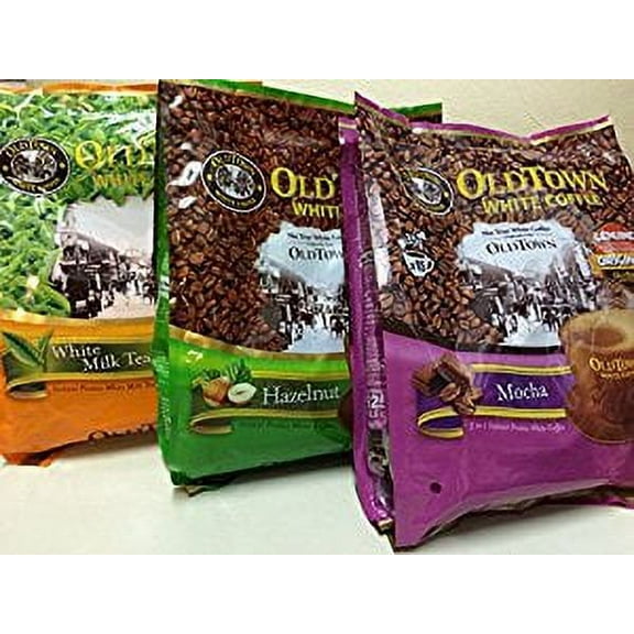 Malaysia OLD Town (3 in 1) - Taste Premix Mocha Coffee Hazelnut and Milk Tea- Don t Need Creamer & Sugar-make Your Life Easier-(35g - 40g)/sticks-(3 Flavors Mix)