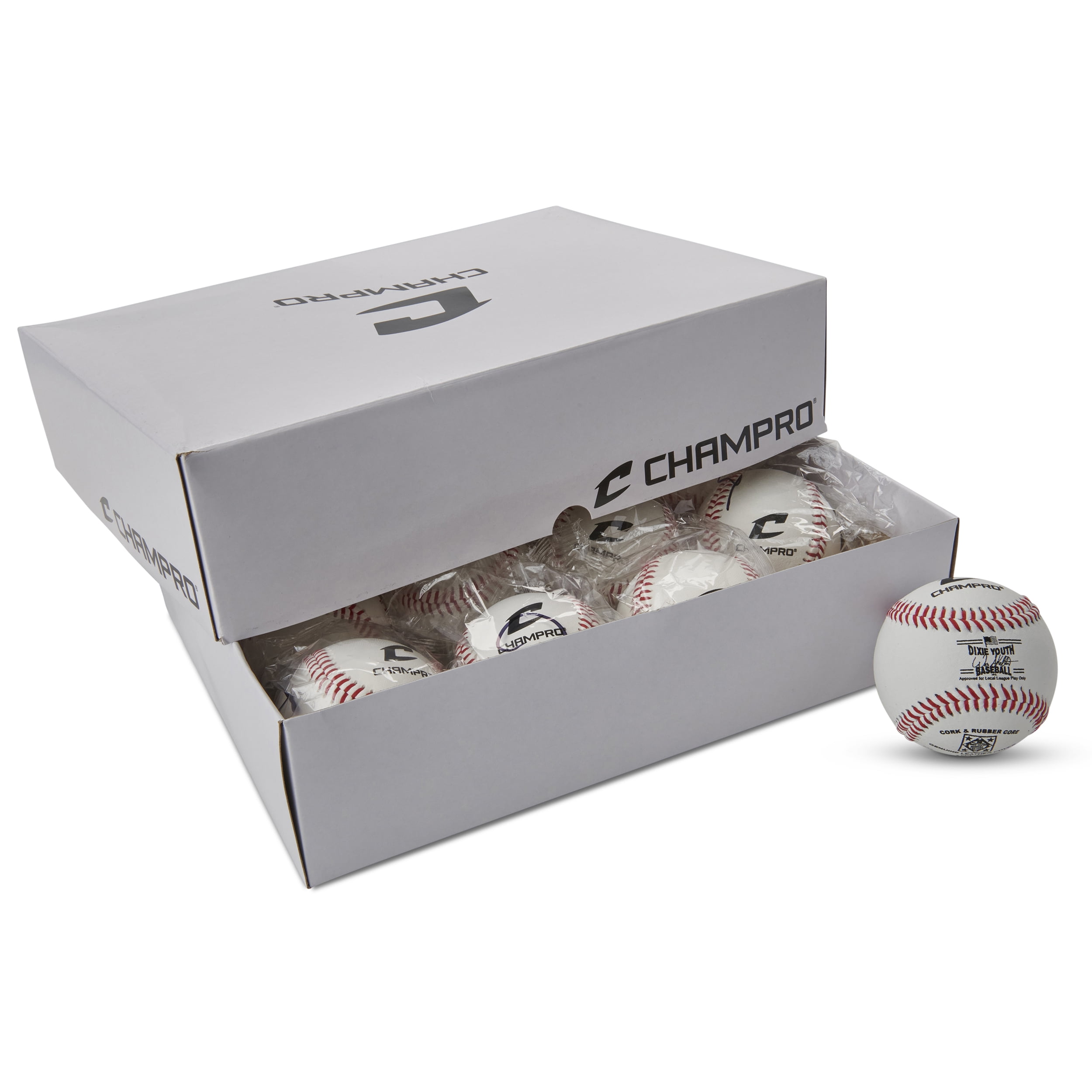 CHAMPRO Dixie League Baseball Category 3, Genuine Leather Cover, 12 Pack