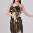 thumbnail image 5 of Kctiaxy Womens Summer Tops with Built in Bra Spaghetti Strap Fringe Sparkly Tank Top Sleeveless V-Neck Belly Crop Blouse Dance Performance, 5 of 8
