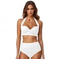 thumbnail image 2 of MKLEKYY Trajes De Baño Mujer Completo Women High Waisted Bikini Sexy Push Up Two Piece Swimsuits Vintage Swimsuit Two Piece Retro Ruched High Waist Print Bikini Set 2638, 2 of 5