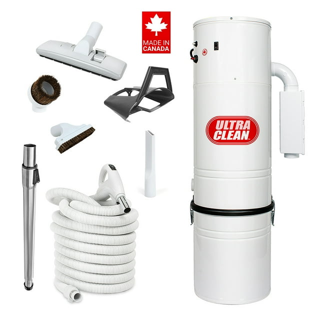 Ultra Clean Central Vacuum Package, Tangential Bypass Motor up to 7,500 sq. ft. with Deluxe Hose and Accessories Combo Kit Ideal for Hardwood, Bare Floor and Rug