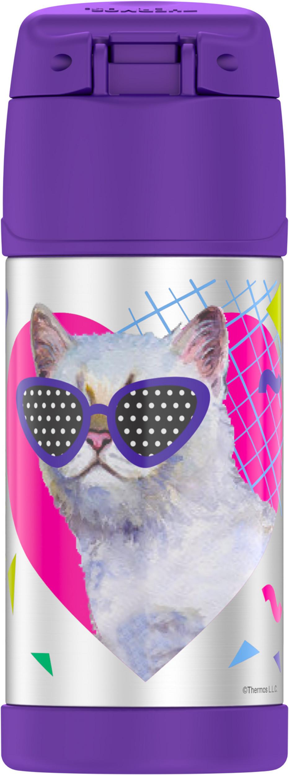 Thermos 12 Oz Funtainer Vacuum Insulated Stainless Steel Straw Bottle Cat - image 3 of 5