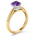 thumbnail image 3 of Gem Stone King 10K Two Tone Gold Purple Amethyst Solitaire Engagement Ring for Women (0.97 Cttw, Gemstone February Birthstone, Cushion 6MM), 3 of 4