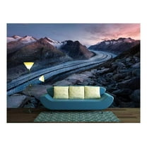 wall26 - Winter Landscape of Curve Road Through Mountain Area - Removable Wall Mural | Self-Adhesive Large Wallpaper - 66x96 inches