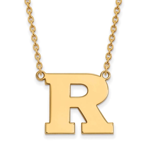 14k Gold LogoArt Rutgers University Letter R Large Pendant 18 inch Necklace Q4Y009RUT-18