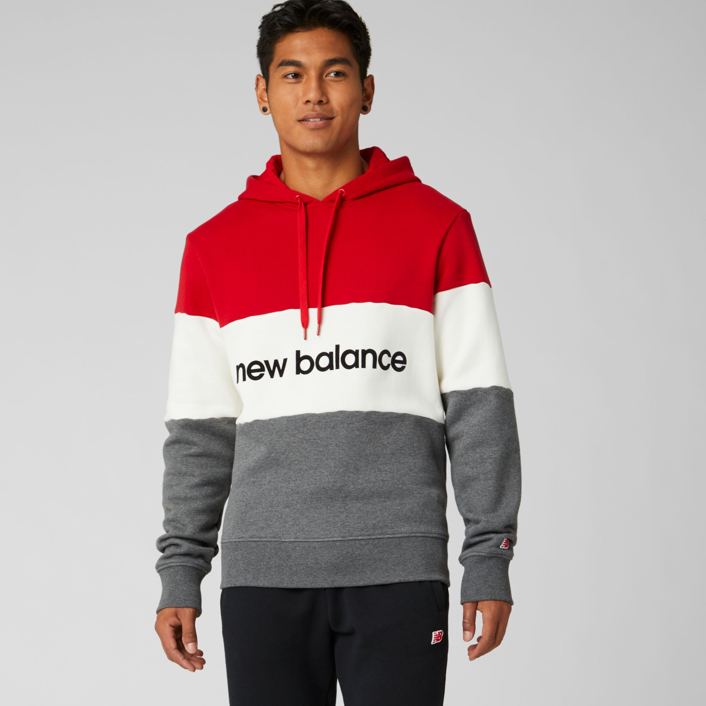 New Balance Men s NB Athletics Stadium Hoodie Red with Off White